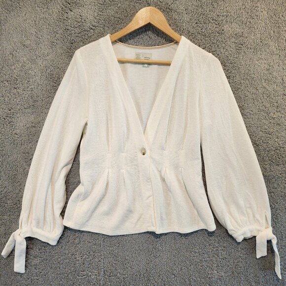 Anthropologie Allison Tied Sleeve Cardigan sz XS by Saturday Sunday Bows Blazer - Picture 1 of 8
